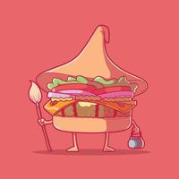 personnage de burger habillé comme une illustration vectorielle de sorcière. nourriture, concept de design drôle et effrayant. vecteur