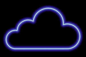 nuage néon bleu sur fond noir. contour linéaire. Météo vecteur