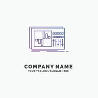 contrôler. égaliseur. égalisation. du son. modèle de logo d'entreprise studio violet. place pour le slogan vecteur