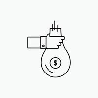 sac. finance. donner. investissement. argent. icône de ligne d'offre. illustration vectorielle isolée vecteur