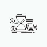 Sablier. la gestion. argent. temps. icône de ligne de pièces de monnaie. illustration vectorielle isolée vecteur