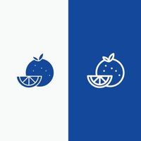ligne de madrigal de fruits alimentaires orange et icône solide de glyphe bannière bleue ligne de bannière et icône solide de glyphe bleu bann vecteur