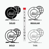 gros. graphique. Les données. monde. icône infographique en mince. habituel. ligne en gras et style de glyphe. illustration vectorielle vecteur