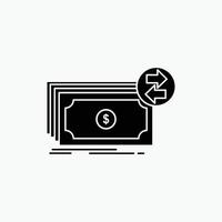 billets de banque. en espèces. dollars. couler. icône de glyphe d'argent. illustration vectorielle isolée vecteur