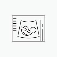 maternité. grossesse. échographie. bébé. icône de la ligne d'échographie. illustration vectorielle isolée vecteur