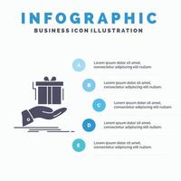 cadeau. surprendre. la solution. idée. modèle d'infographie d'anniversaire pour le site Web et la présentation. icône grise de glyphe avec illustration vectorielle de style infographique bleu. vecteur