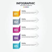 conception de ligne mince infographie verticale vectorielle avec icônes et 5 options ou étapes. infographie verticale pour le concept d'entreprise. peut être utilisé pour la bannière de présentations. mise en page du flux de travail vecteur