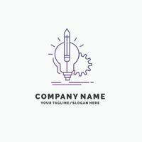 idée. aperçu. clé. lampe. modèle de logo d'entreprise violet ampoule. place pour le slogan vecteur