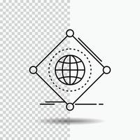 iot. l'Internet. des choses. de. icône de ligne globale sur fond transparent. illustration vectorielle icône noire vecteur