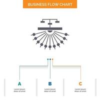 optimisation. placer. placer. structure. conception d'organigramme d'entreprise web en 3 étapes. icône de glyphe pour la place du modèle d'arrière-plan de présentation pour le texte. vecteur