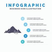 Montagne. paysage. colline. la nature. modèle d'infographie d'arbre pour le site Web et la présentation. icône grise de glyphe avec illustration vectorielle de style infographique bleu. vecteur