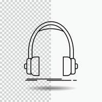 l'audio. casque de musique. écouteurs. moniteur. icône de ligne de studio sur fond transparent. illustration vectorielle icône noire vecteur