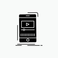 médias. musique. joueur. vidéo. icône de glyphe mobile. illustration vectorielle isolée vecteur