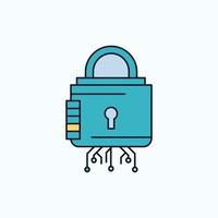 Sécurité. cybernétique. bloquer. protection. icône plate sécurisée. signe et symboles verts et jaunes pour le site Web et l'application mobile. illustration vectorielle vecteur