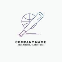 base-ball. corbeille. Balle. Jeu. modèle de logo d'entreprise violet amusant. place pour le slogan vecteur