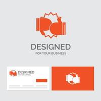 modèle de logo d'entreprise pour la boîte. boxe. concurrence. lutte. gants. cartes de visite orange avec modèle de logo de marque. vecteur