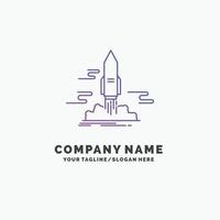 lancement. publier. application. Navette. modèle de logo d'entreprise espace violet. place pour le slogan vecteur