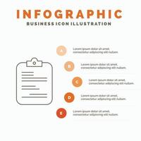 rapport. médical. papier. liste de contrôle. modèle d'infographie de document pour le site Web et la présentation. icône grise de ligne avec illustration vectorielle de style infographie orange vecteur