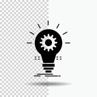 ampoule. développer. idée. innovation. icône de glyphe léger sur fond transparent. icône noire vecteur