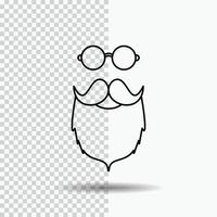 moustache. branché. movember. porté. icône de ligne hommes sur fond transparent. illustration vectorielle icône noire vecteur