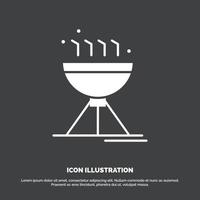 cuisson barbecue. camping. aliments. icône de gril. symbole de vecteur de glyphe pour ui et ux. site web ou application mobile