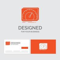 modèle de logo d'entreprise pour tableau de bord. dispositif. la rapidité. test. l'Internet. cartes de visite orange avec modèle de logo de marque. vecteur