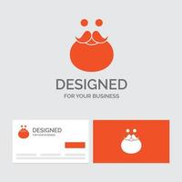 modèle de logo d'entreprise pour moustache. branché. movember. Père Noël. porté. cartes de visite orange avec modèle de logo de marque. vecteur