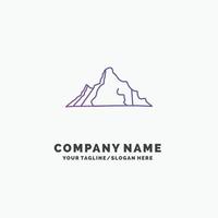 colline. paysage. la nature. Montagne. modèle de logo d'entreprise violet de scène. place pour le slogan vecteur