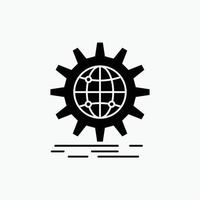 international. Entreprise. globe. à l'échelle mondiale. icône de glyphe d'engrenage. illustration vectorielle isolée vecteur