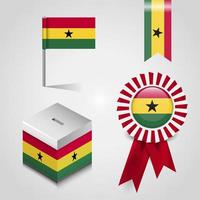 place du drapeau du pays du ghana sur la boîte de vote. bannière de badge ruban et épingle de carte vecteur