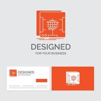 modèle de logo d'entreprise pour 3d. dimensionnel. holographique. analyse. scanner. cartes de visite orange avec modèle de logo de marque. vecteur