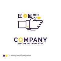 création du logo du nom de l'entreprise pour la surveillance. La technologie. aptitude. cœur. impulsion. conception de nom de marque violet et jaune avec place pour le slogan. modèle de logo créatif pour petites et grandes entreprises. vecteur