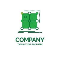 Les données. cadre. application. groupe. modèle de logo d'entreprise plat complexe. conception de marque verte créative. vecteur
