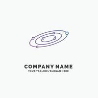 galaxie. astronomie. planètes. système. modèle de logo d'entreprise violet univers. place pour le slogan vecteur