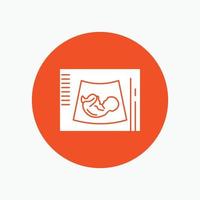 maternité. grossesse. échographie. bébé. icône de glyphe blanc à ultrasons en cercle. illustration de bouton de vecteur