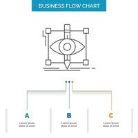 motif. Brouillon. esquisser. croquis. conception visuelle d'organigramme d'affaires en 3 étapes. icône de ligne pour le modèle d'arrière-plan de présentation place pour le texte vecteur
