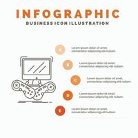 Jeu. jeu. l'Internet. multijoueur. modèle d'infographie en ligne pour le site Web et la présentation. icône grise de ligne avec illustration vectorielle de style infographie orange vecteur