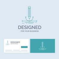 illustration. motif. stylo. graphique. dessinez le symbole d'icône de ligne de logo d'entreprise pour votre entreprise. cartes de visite turquoise avec modèle de logo de marque vecteur