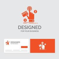 modèle de logo d'entreprise pour ppc. Cliquez sur. Payer. Paiement. la toile. cartes de visite orange avec modèle de logo de marque. vecteur