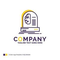 création de logo de nom de société pour ai. cerveau. avenir. intelligence. machine. conception de nom de marque violet et jaune avec place pour le slogan. modèle de logo créatif pour petites et grandes entreprises. vecteur