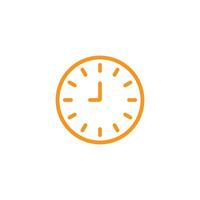 eps10 vecteur orange neuf ou 9 heures icône de ligne abstraite isolée sur fond blanc. symbole de contour d'horloge unique dans un style moderne simple et plat pour la conception de votre site Web, votre logo et votre application mobile