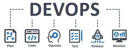 icône devops - illustration vectorielle . devops, logiciel, développement, plan, code, construction, test, publication, déploiement, exploitation, infographie, modèle, présentation, concept, bannière, pictogramme, jeu d'icônes, icônes. vecteur