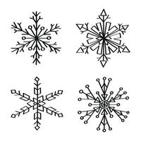 illustrations de flocons de neige dans un style d'encre d'art vecteur
