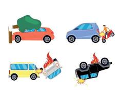illustrations d'accident de voiture vecteur