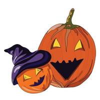 citrouilles orange pour halloween, illustration vectorielle sur fond blanc vecteur