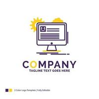 création du logo du nom de l'entreprise pour le compte. profil. rapport. Éditer. mettre à jour. conception de nom de marque violet et jaune avec place pour le slogan. modèle de logo créatif pour petites et grandes entreprises. vecteur