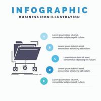 sauvegarde. Les données. des dossiers. dossier. modèle d'infographie réseau pour le site Web et la présentation. icône grise de glyphe avec illustration vectorielle de style infographique bleu. vecteur