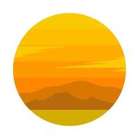 logo soleil jaune simple et silhouette de montagne vecteur