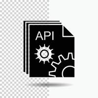 API. application. codage. développeur. icône de glyphe de logiciel sur fond transparent. icône noire vecteur