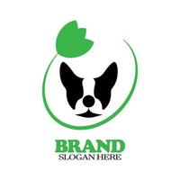 logo icône chien et plante vecteur